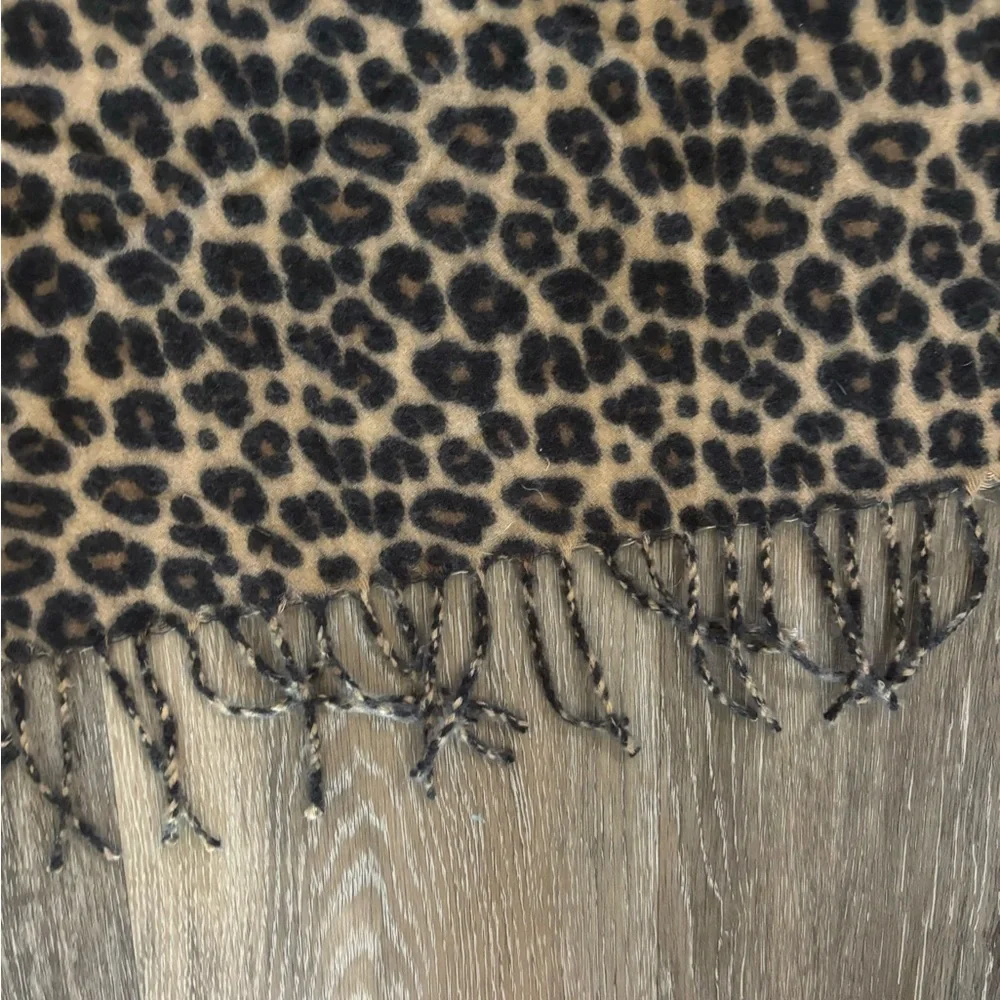 Leopard Print Scarf with Red Stripe - Women Accessories